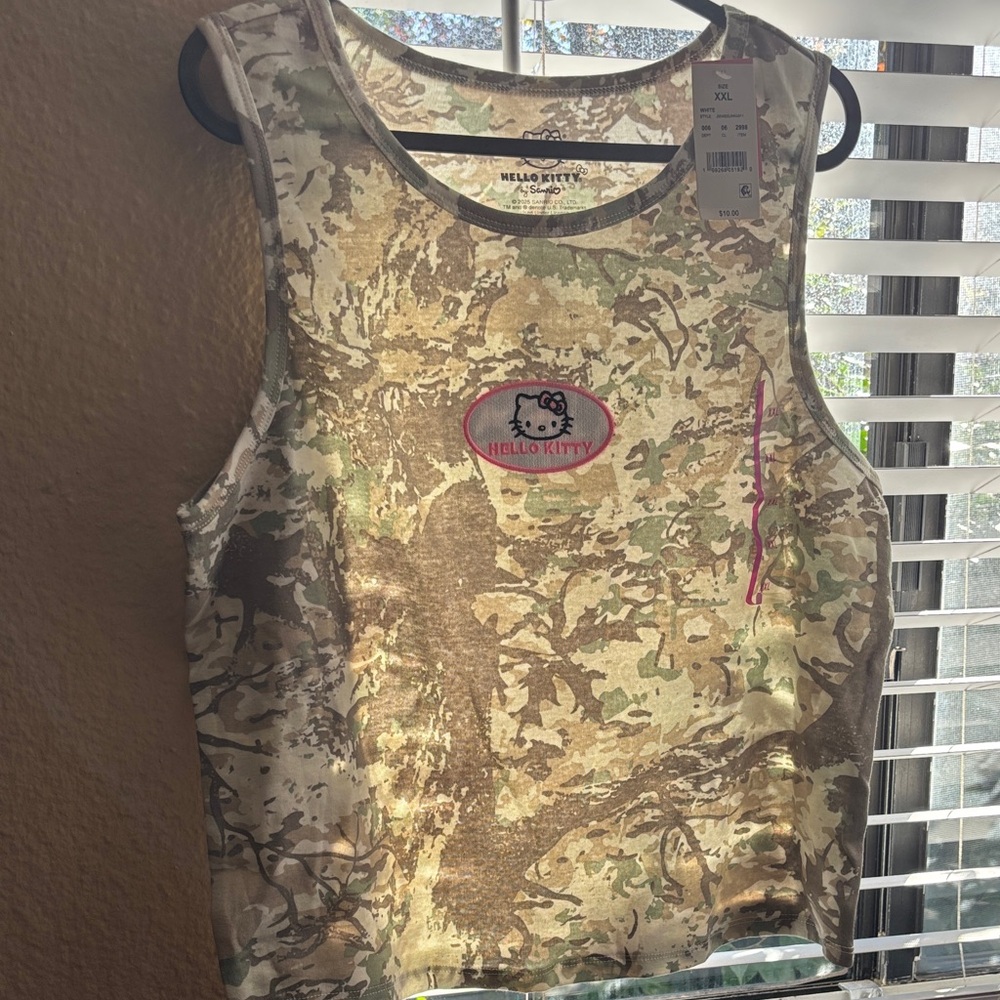 Hello Kitty Camouflage Tee in Green and Brown